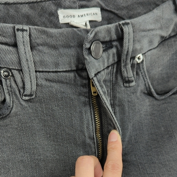 00630 Good American Slim Leg Denim Jeans Gray Size 0/25 classic preppy punk - Picture 5 of 9